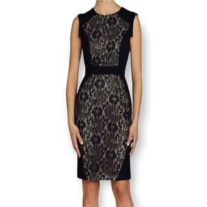 NWOT Adrianna Papell Black Lace Power Suit Dress SZ 2P